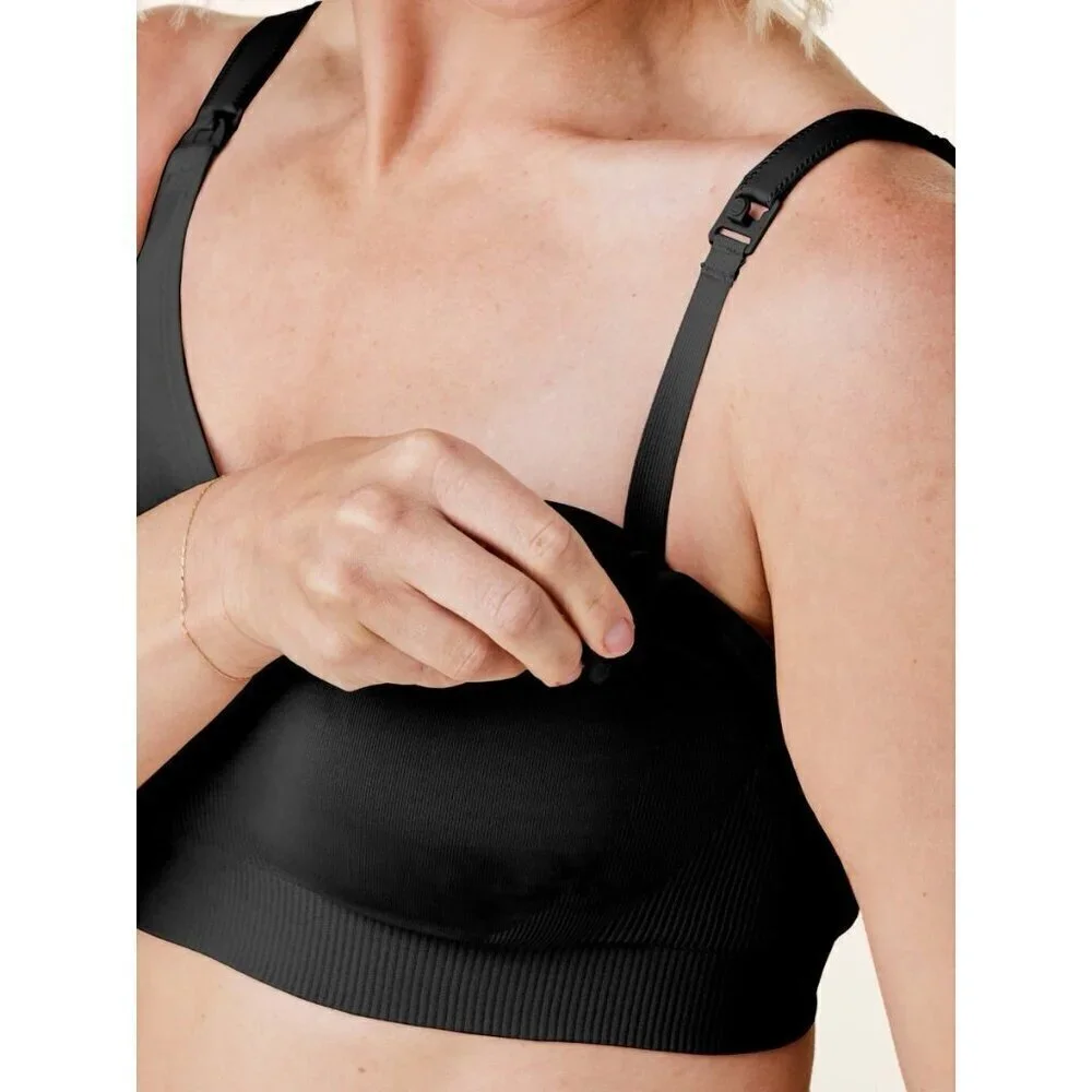 Bravado Womens Body Silk Seamless Nursing Bra Sz XL Black Wireless Seamless